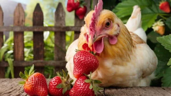 Chicken eat strawberries